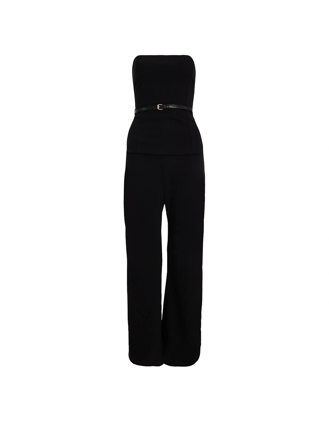 Black Petite Strapless Belted Jumpsuit, 2 of 1