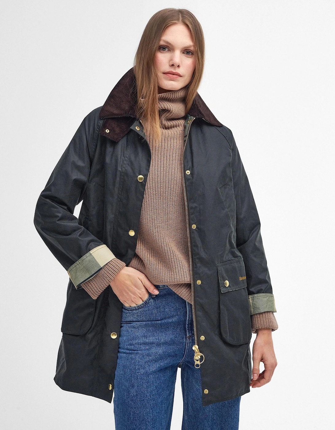 Long Beadnell Womens Wax Jacket - Sage/Ancient, 11 of 10