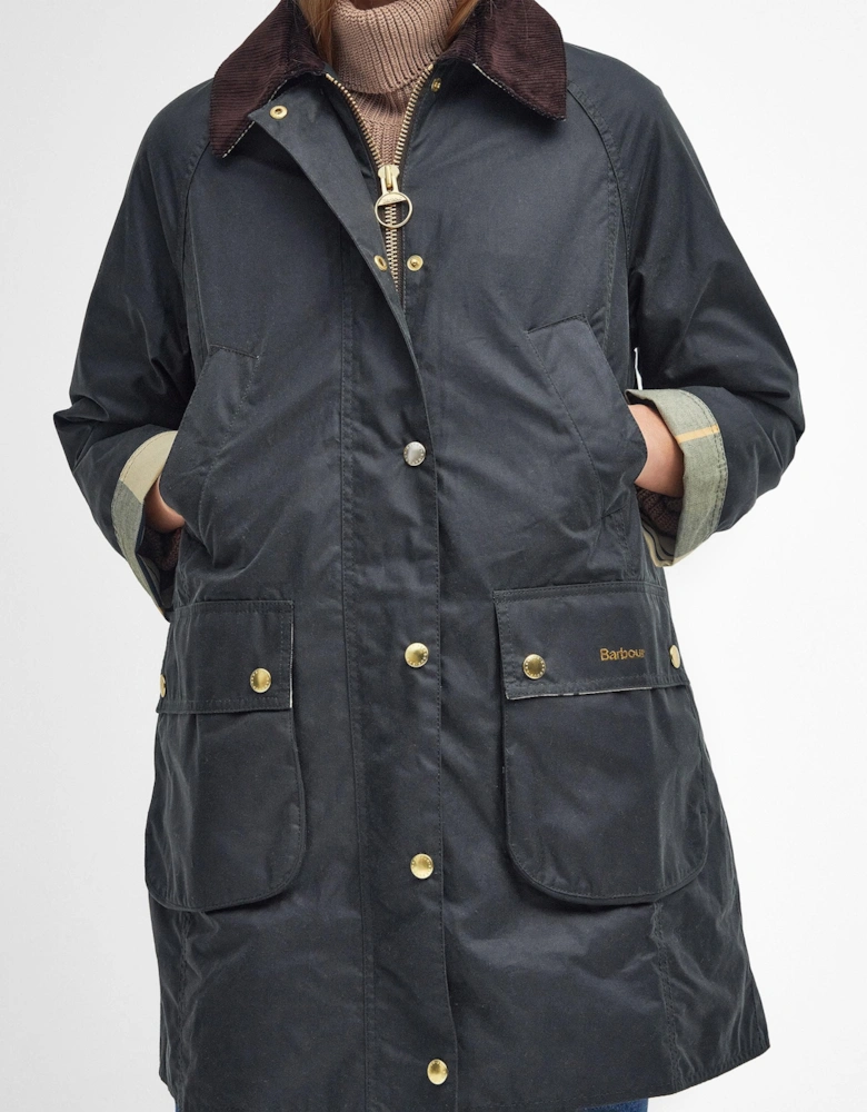 Long Beadnell Womens Wax Jacket - Sage/Ancient