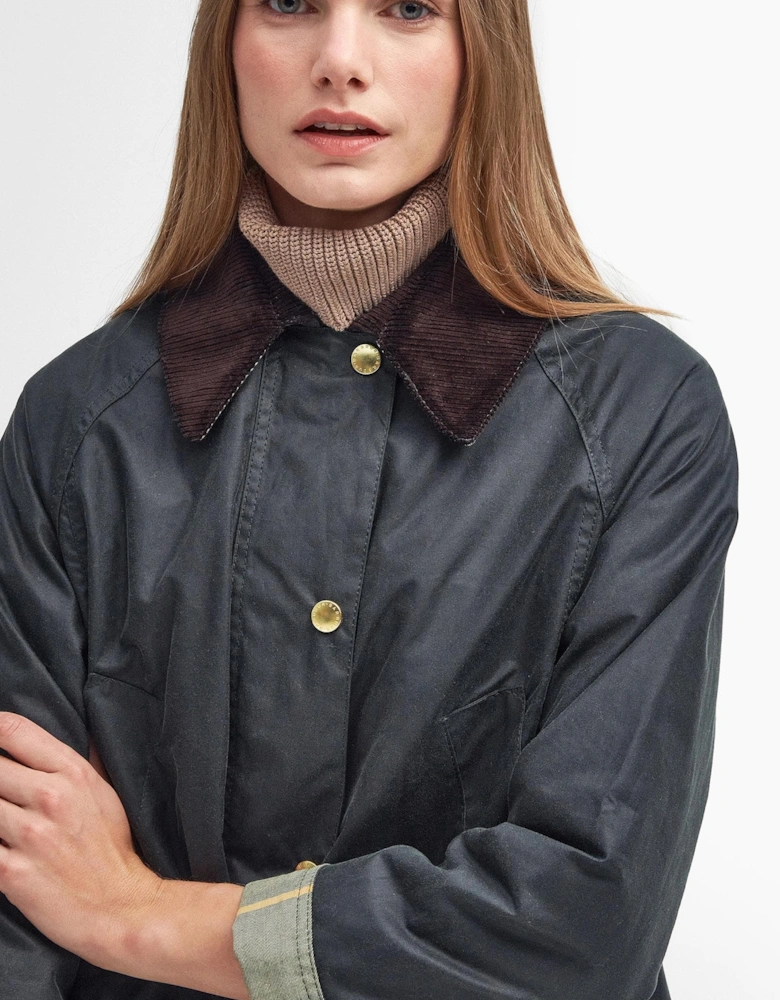Long Beadnell Womens Wax Jacket - Sage/Ancient