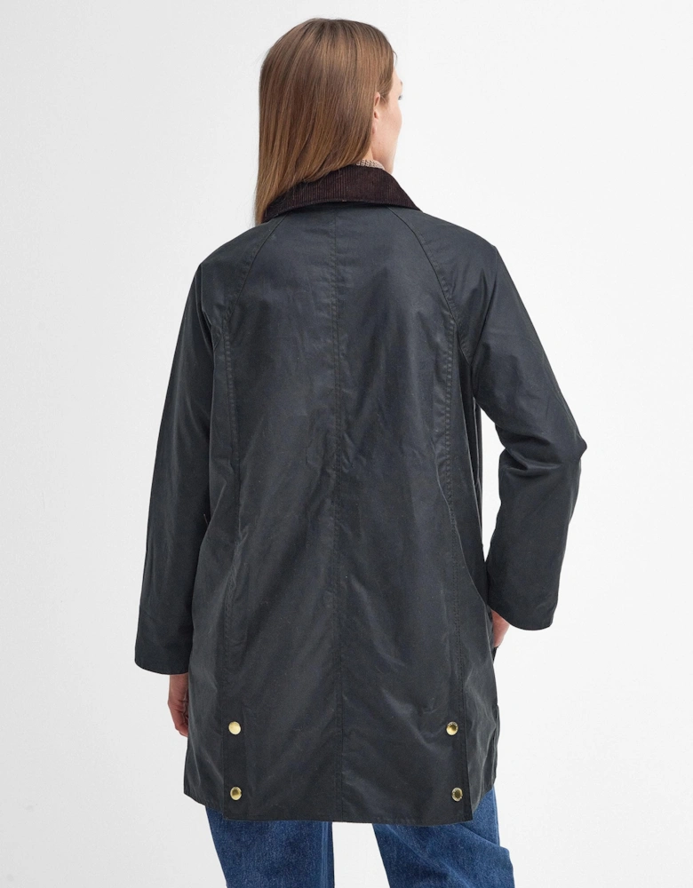 Long Beadnell Womens Wax Jacket - Sage/Ancient