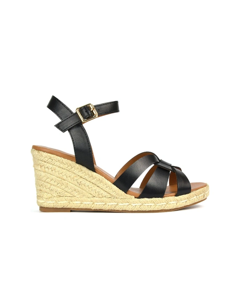'Aisling' Strappy Espadrille Mid Heel Sandal Wedges