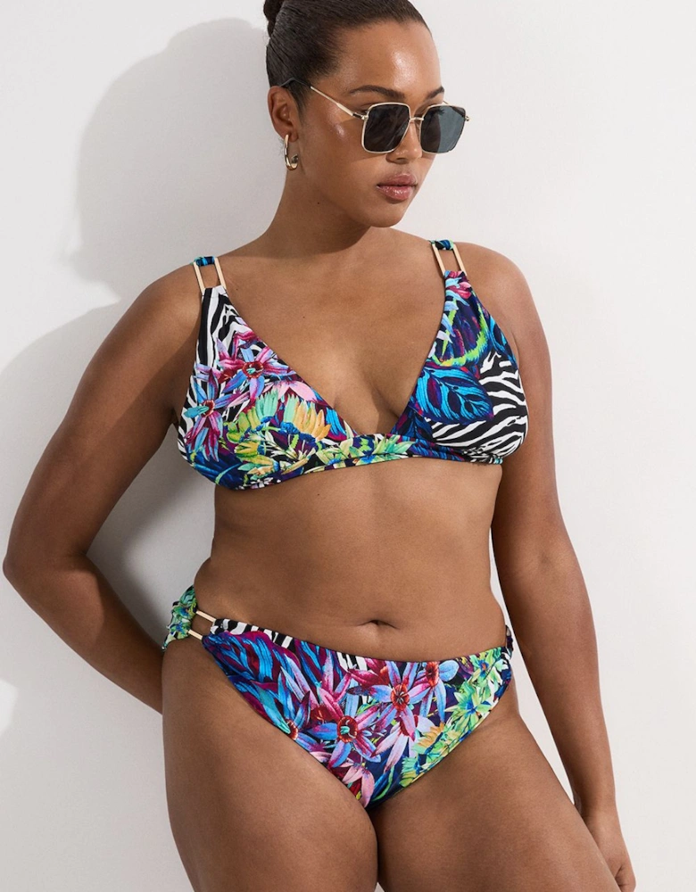 Plus Size Tropical Floral Plunge Bikini Top