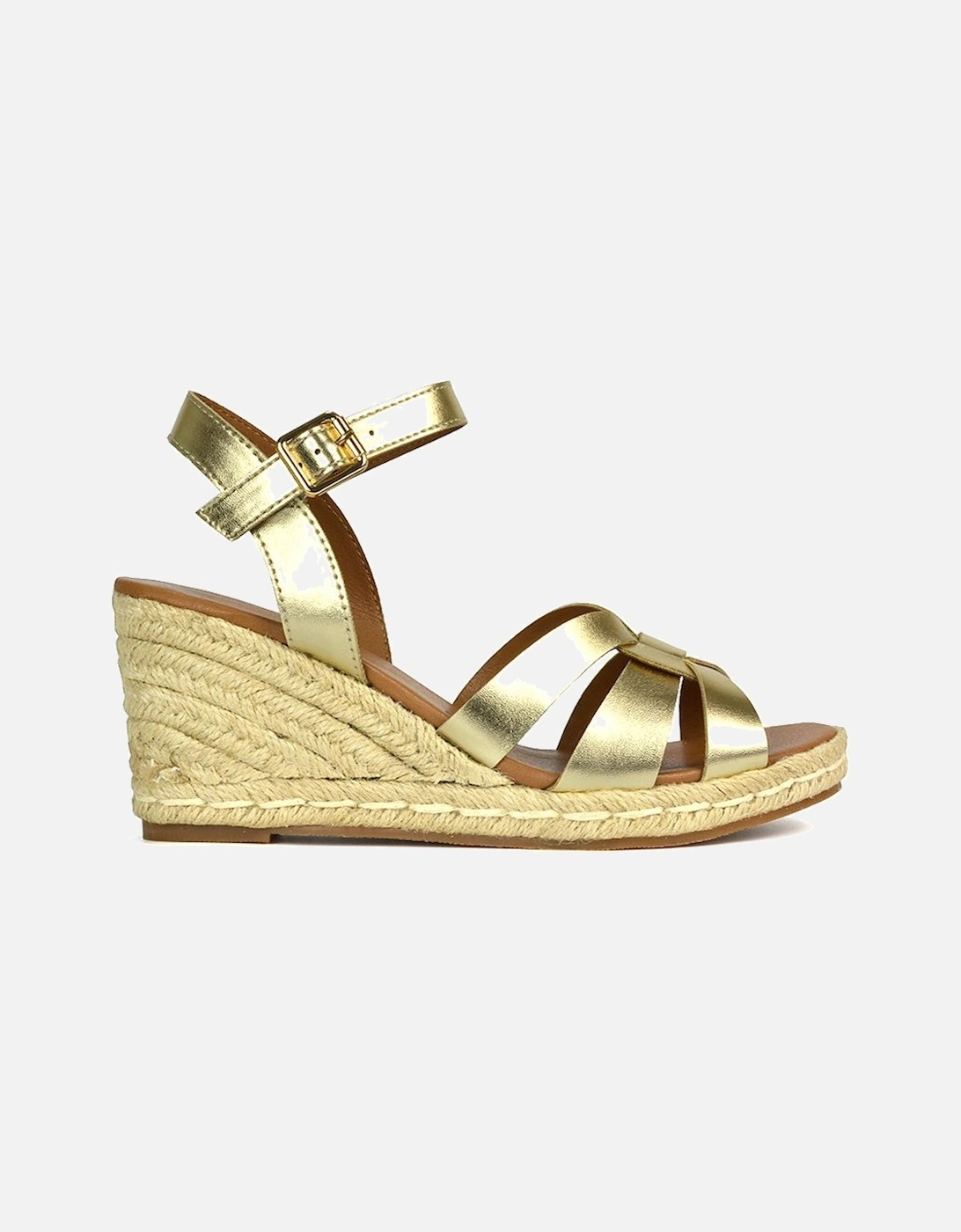 'Aisling' Strappy Espadrille Mid Heel Sandal Wedges, 2 of 1