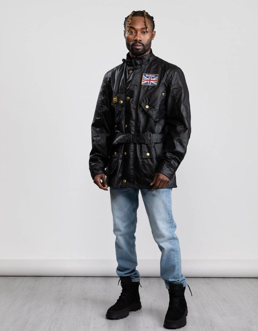 Union Jack International Mens Wax Jacket - Black