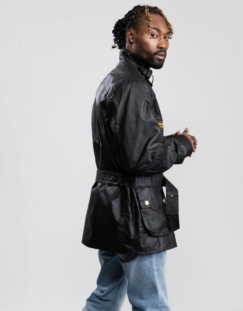 Union Jack International Mens Wax Jacket - Black