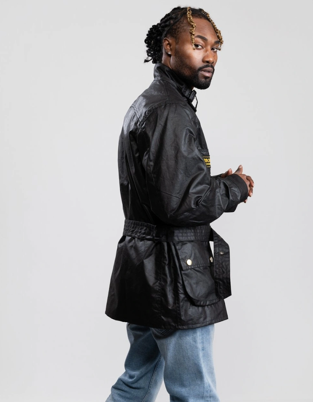 Union Jack International Mens Wax Jacket - Black