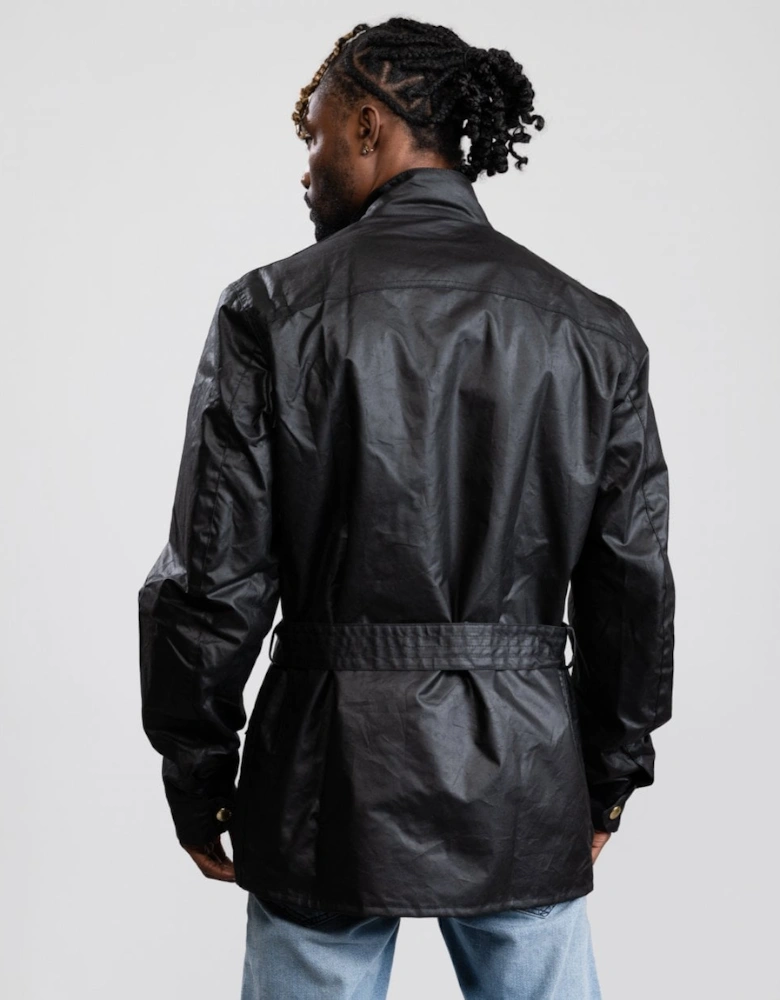 Union Jack International Mens Wax Jacket - Black