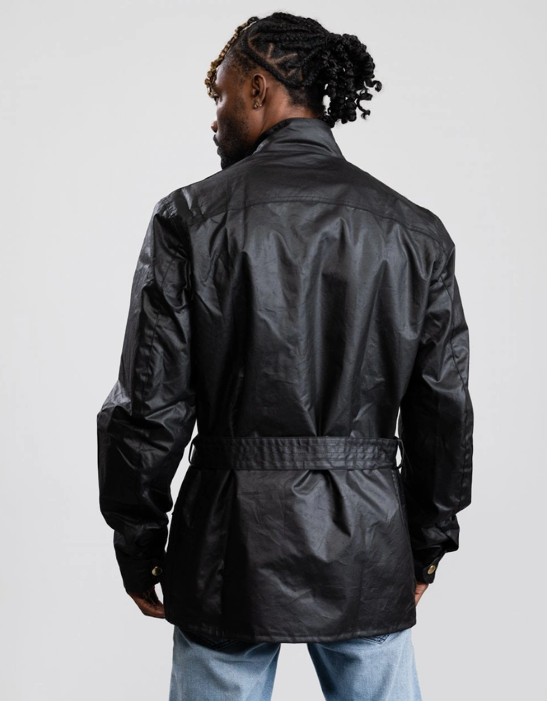 Union Jack International Mens Wax Jacket - Black