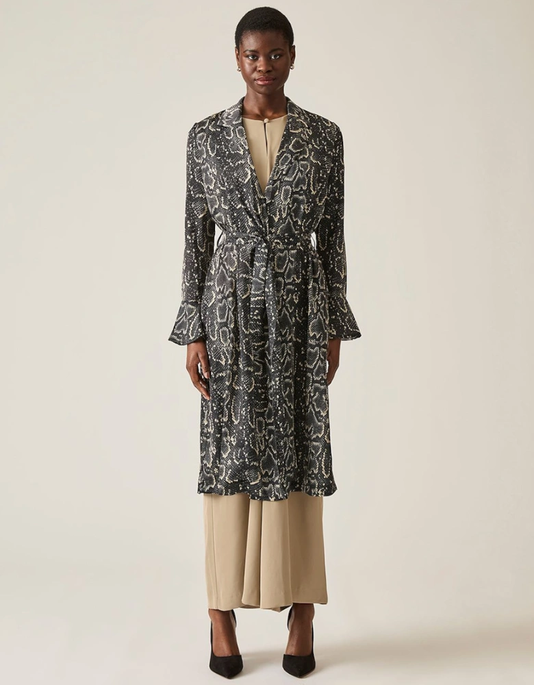 Snake Beige-Black Wrap Dress