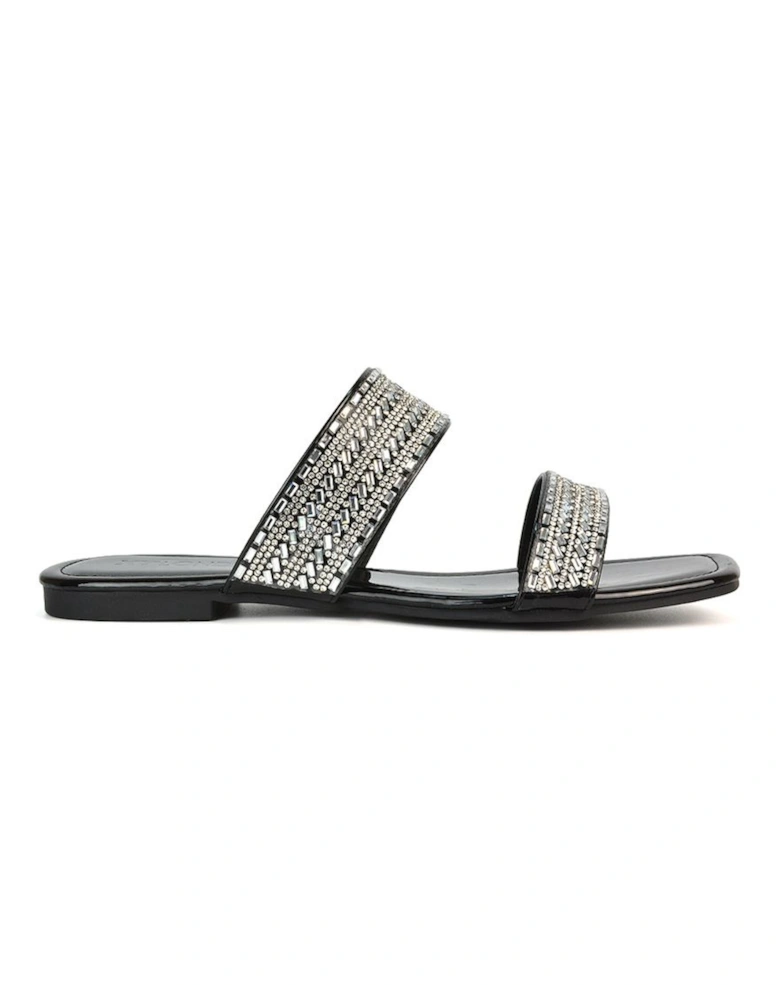 'Lucy' Slip On Flat Cork Slider Mules