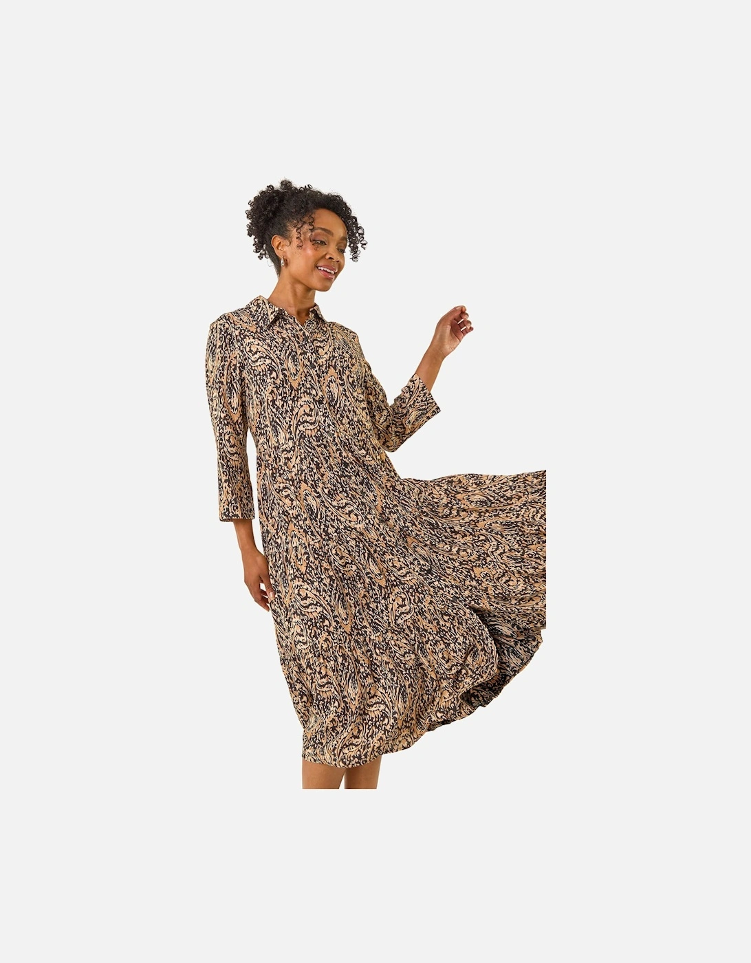 Petite Abstract Print Tiered Midi Dress, 2 of 1