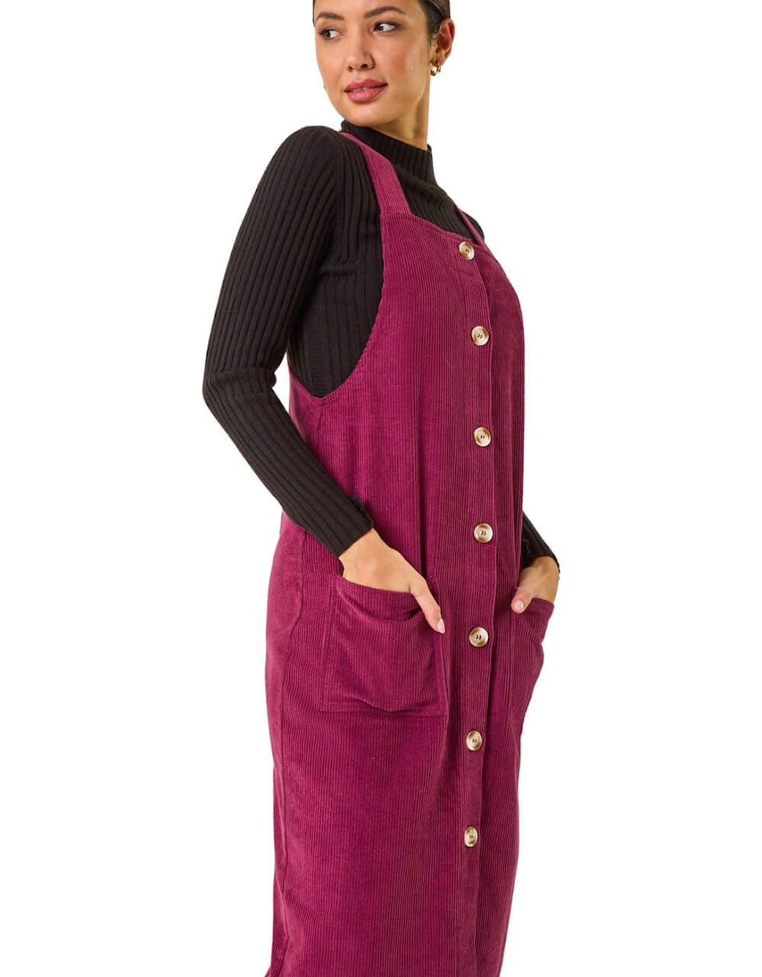 Corduroy Pinafore Midi Dress, 2 of 1