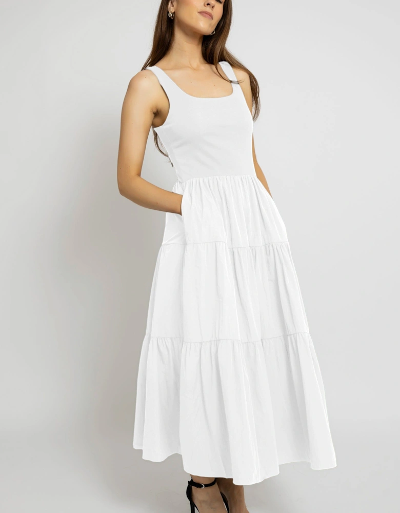 Everyday Black Tank Midi Dress With Pockets