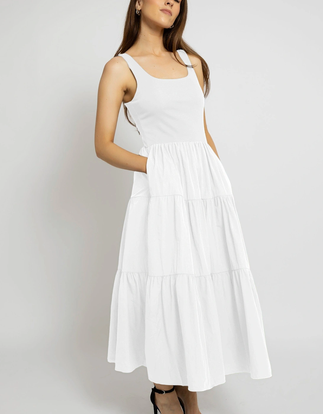 Everyday Black Tank Midi Dress With Pockets, 2 of 1