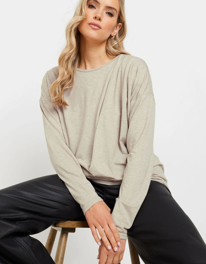 Tall Long Sleeve Draped Front Top