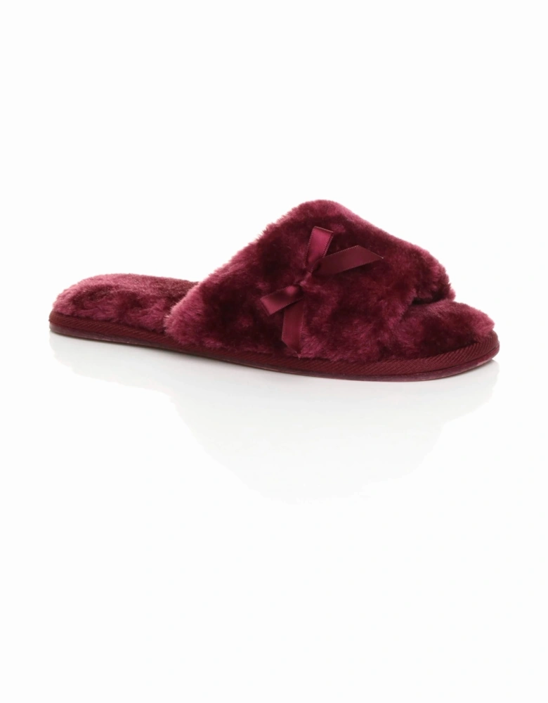 Flat  Heel Peep Toe Sandals Faux Fur Slippers