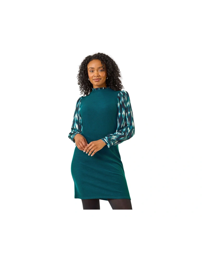 Petite Contrast Frill Stretch Dress