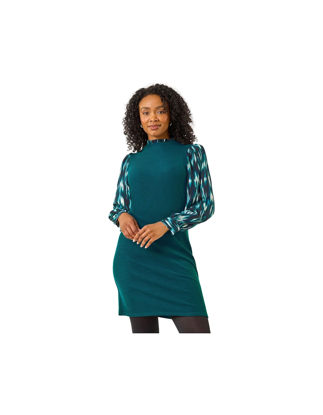 Petite Contrast Frill Stretch Dress, 2 of 1