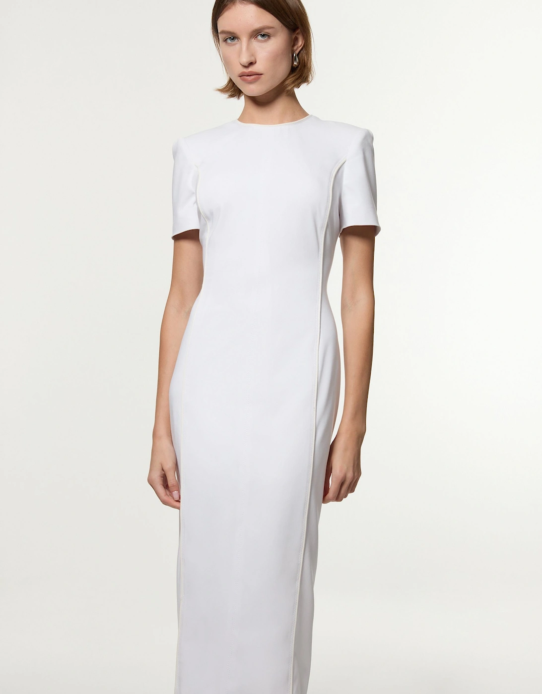 Tailored Contrast Tipped Stitch Detail Midi Dress, 2 of 1