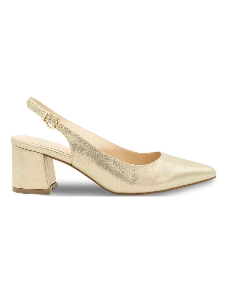Shimmer 'Imelda' Mid Heel Block Heel Sling Back Court Shoes