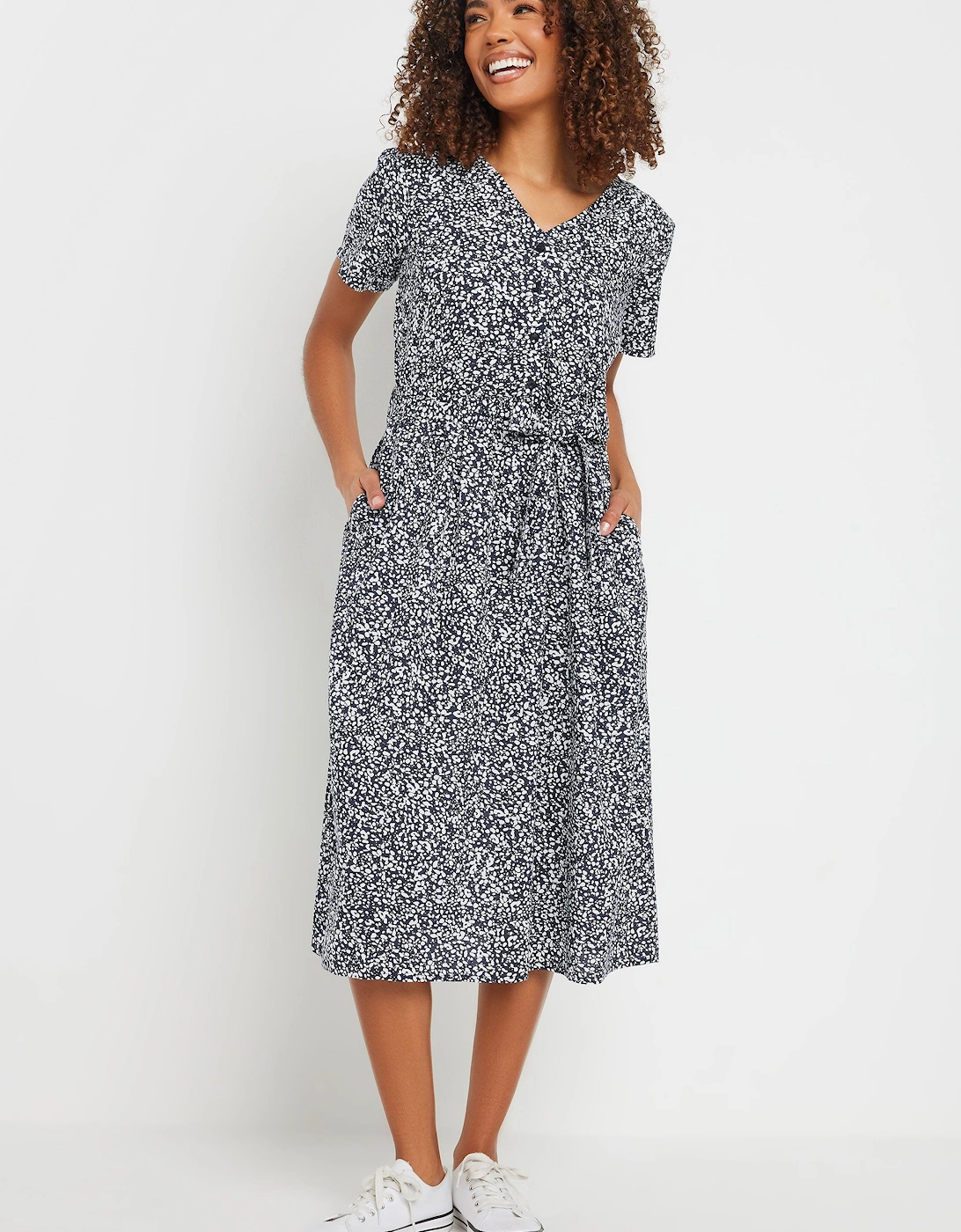 Spot Print Belted Midi Dress, 2 of 1