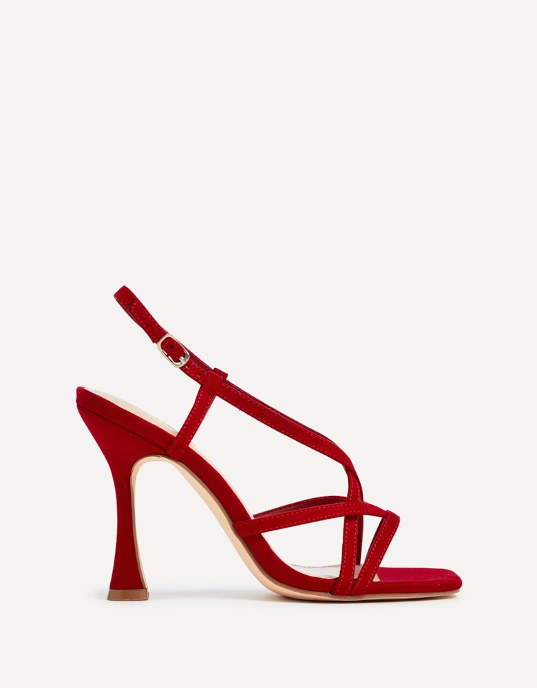 Sabrina Red Suede Square Toe High Heel