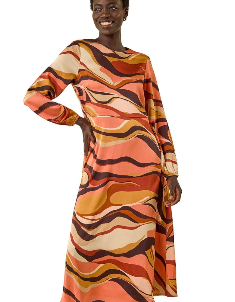 Abstract Print Midi Dress