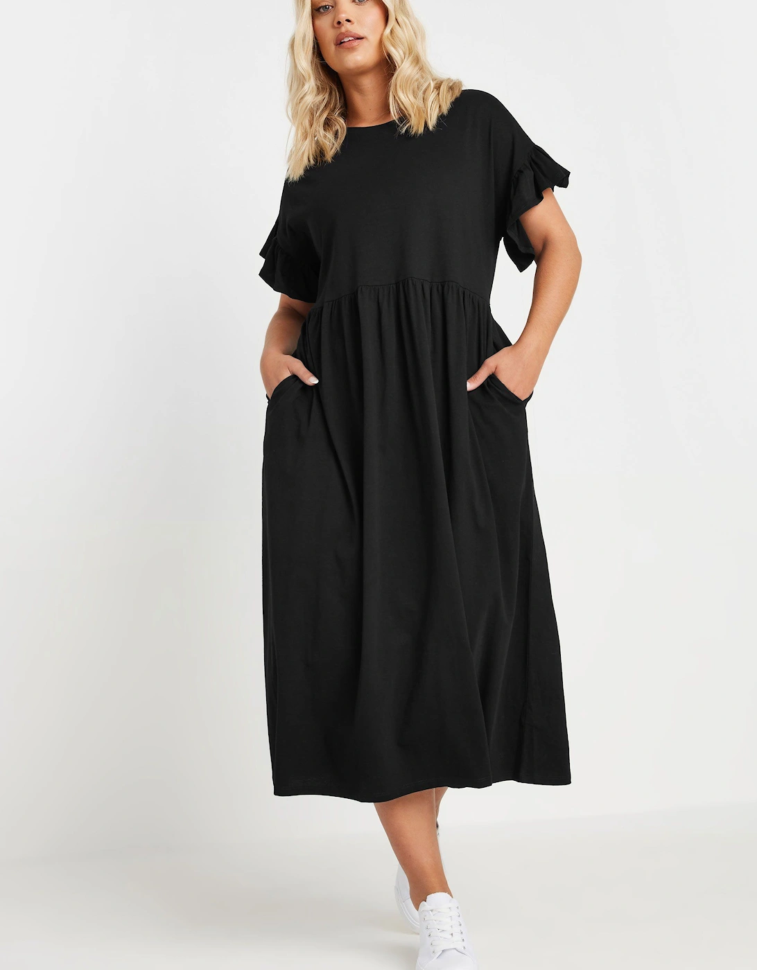 Cotton Frill Sleeve Midaxi Dress, 2 of 1