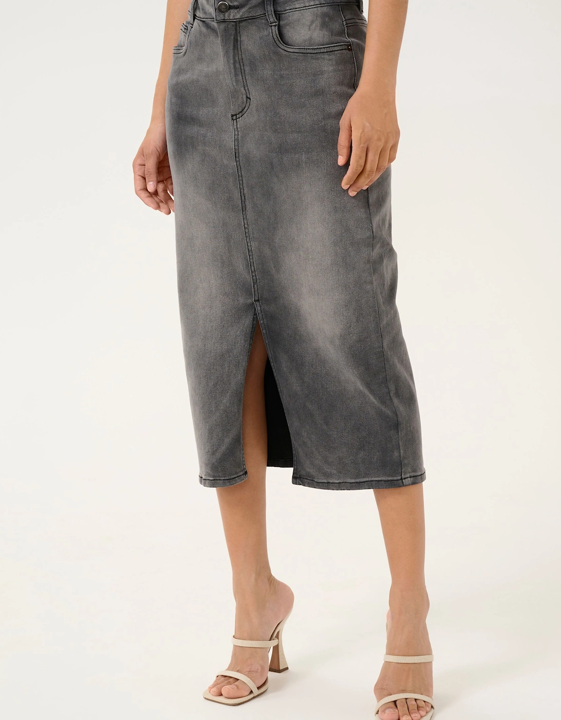 KAsinem Denim High Waist Midi Skirt Plain, 2 of 1
