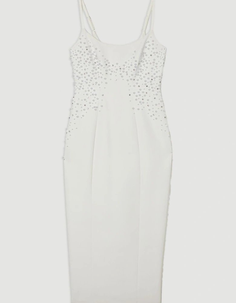 Petite Pearl And Diamante Embellished Tailored Pencil Dress