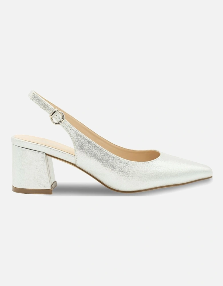 Shimmer 'Imelda' Mid Heel Block Heel Sling Back Court Shoes