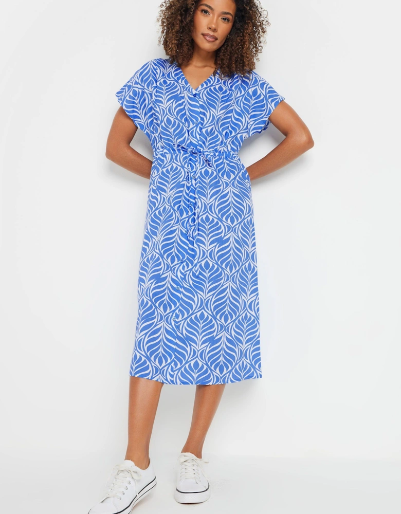 Leaf Print Tie Waist Dress
