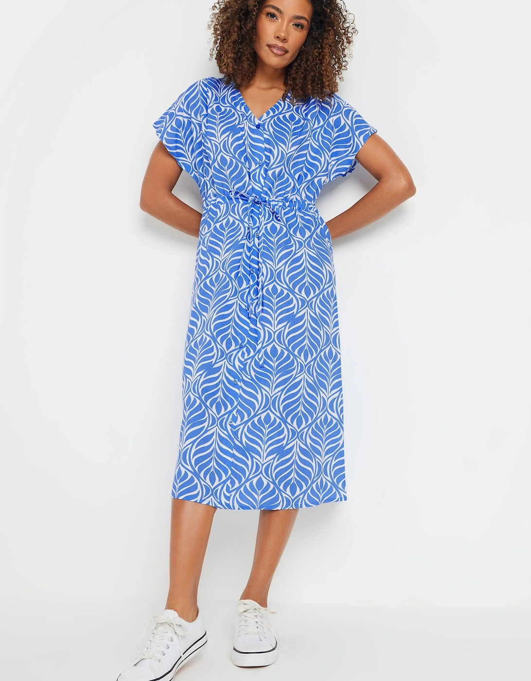 Leaf Print Tie Waist Dress, 2 of 1
