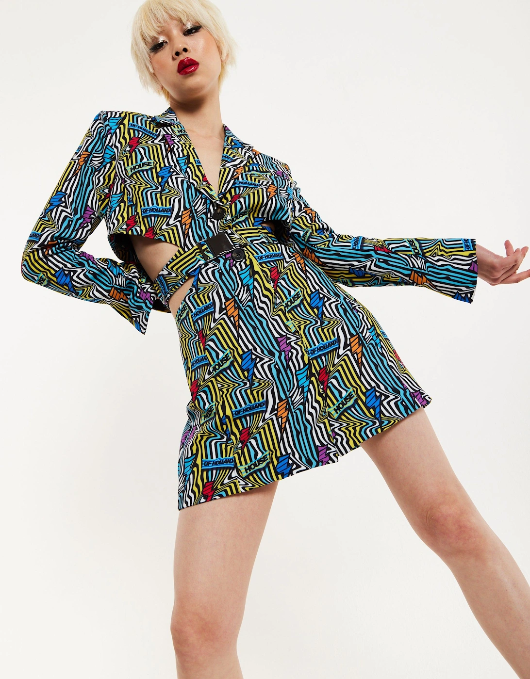 Mini Jacket Dress Lightning Bolt Print With Buckle Fastening, 2 of 1