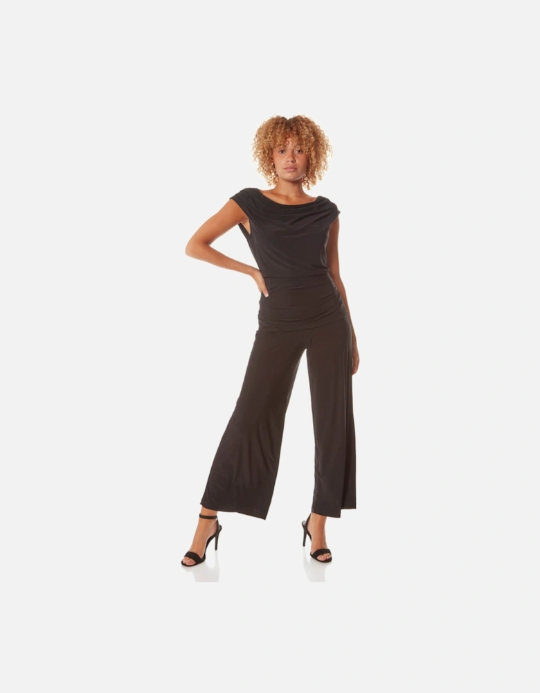 Cowl Neck Ruched Stretch Jumpsuit