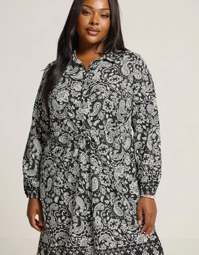 Paisley Print Mini Shirt Dress