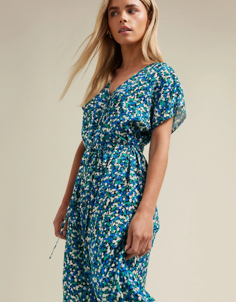 Petite Floral Belted Midi Dress
