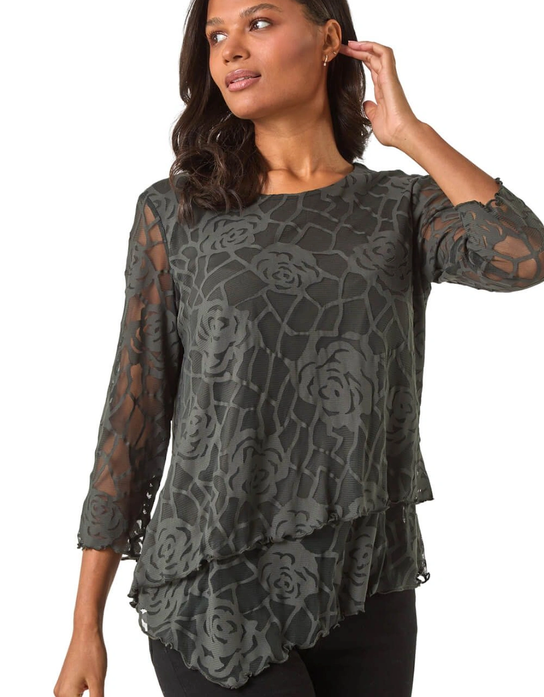 Burnout Rose Detail Asymmetric Top, 2 of 1