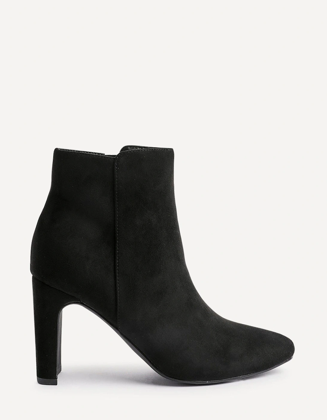 Glance Black Faux Suede Block Heel Ankle Boot, 2 of 1