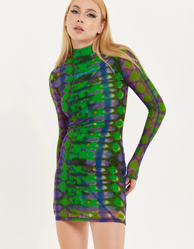 Abstract Snake Print Mini Dress