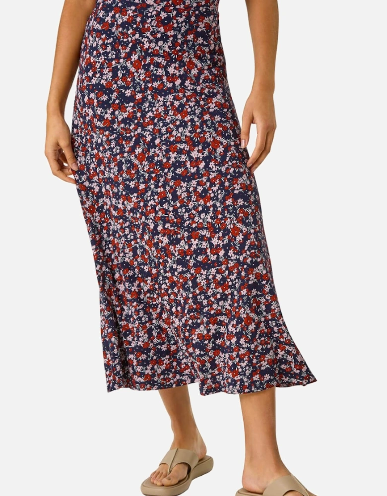 Ditsy Floral Stretch Midi Skirt