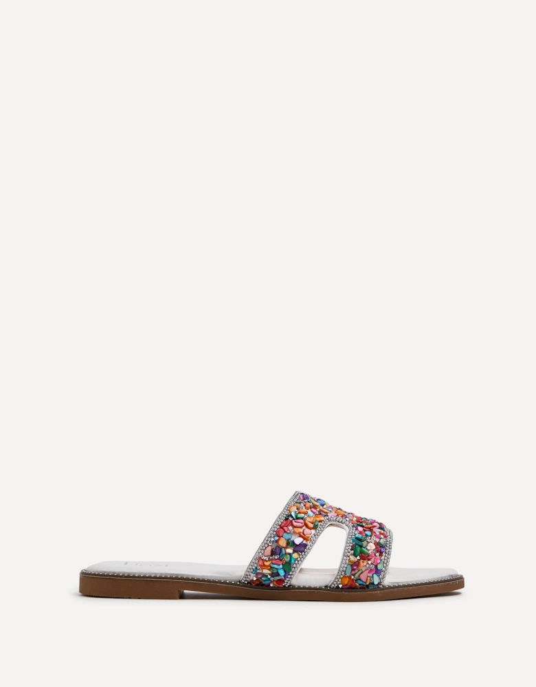 Samara Multicoloured Embellished Link Design Flat Sandal