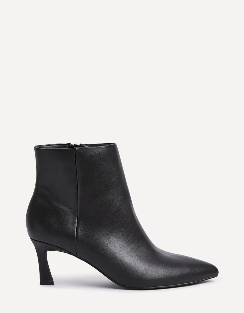Secured Black Faux Leather Pointed Toe Stiletto Ankle Boot