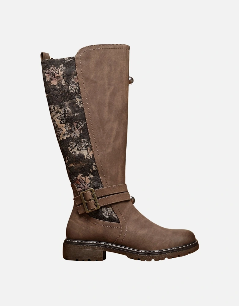 Tall Boots With Buckle & Lace Back