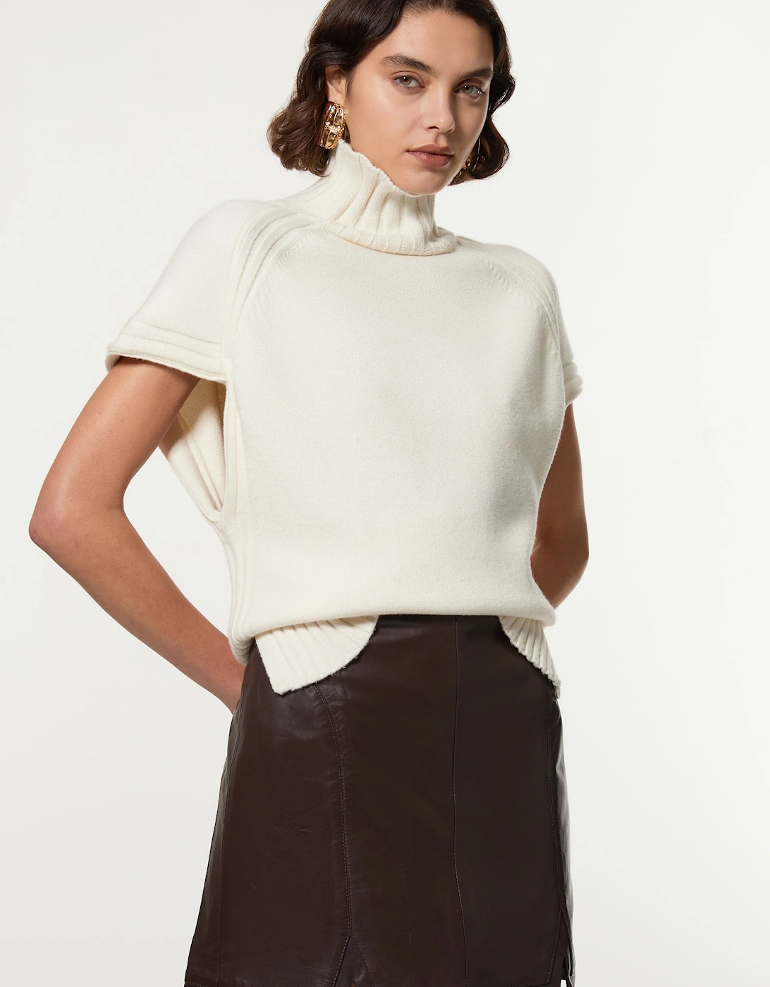 Leather Seam Detail Mini Skirt, 2 of 1
