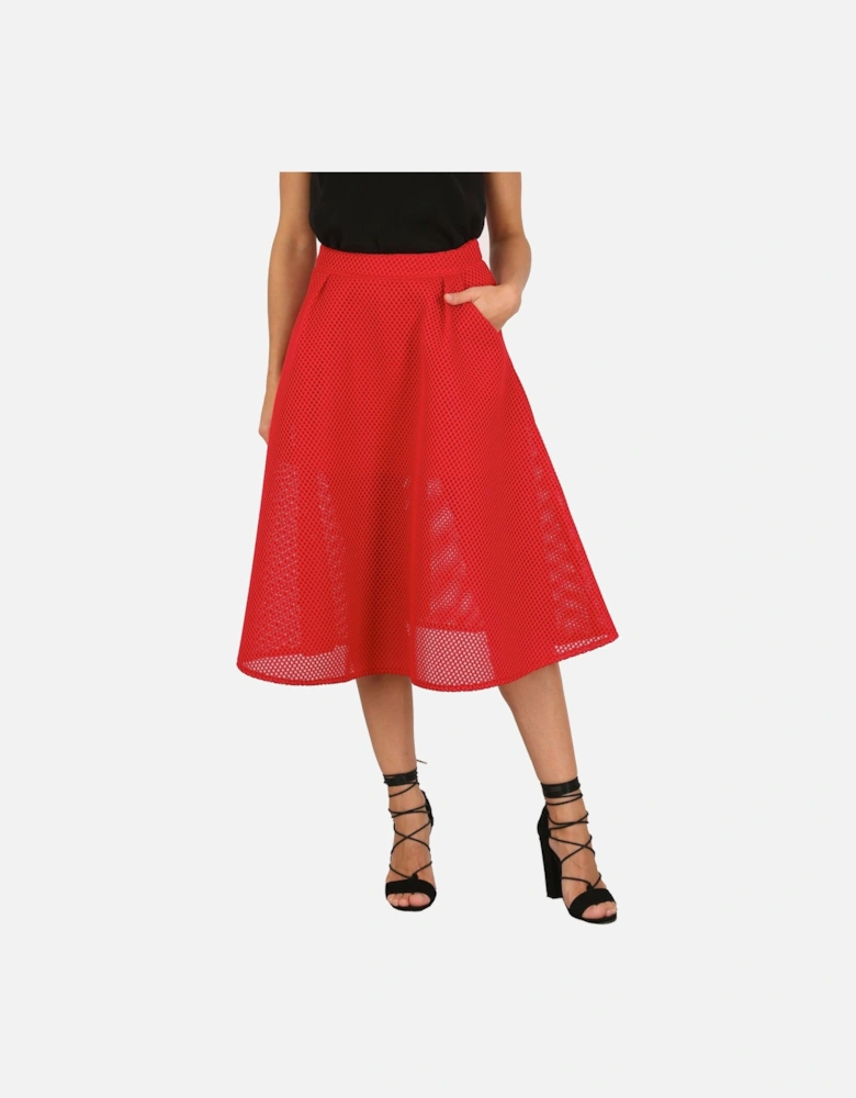 Mesh A-Line Midi Skirt