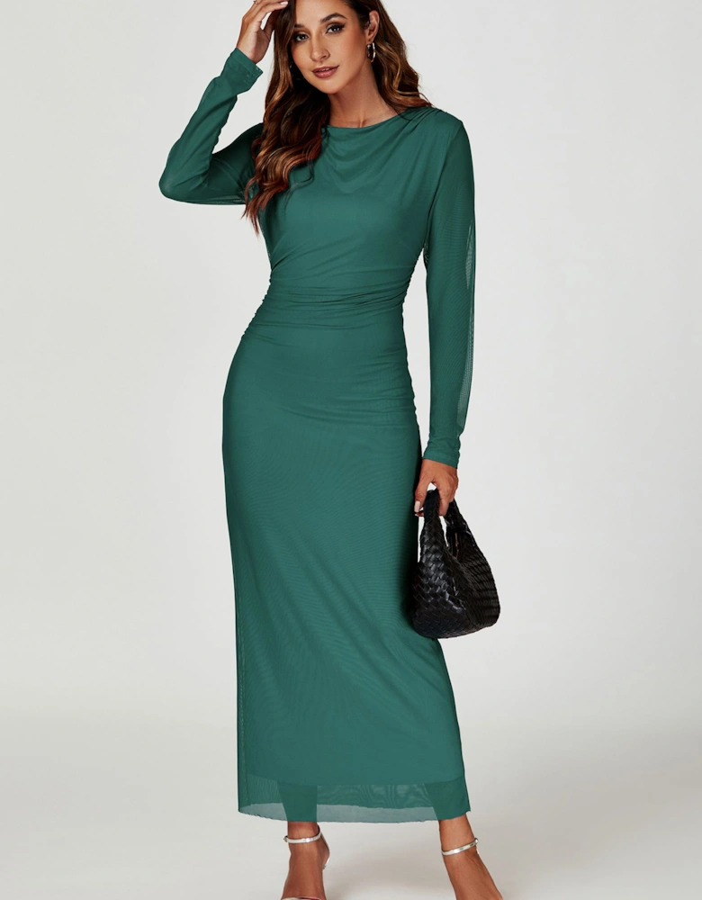 Long Sleeves Mesh Maxi Dress