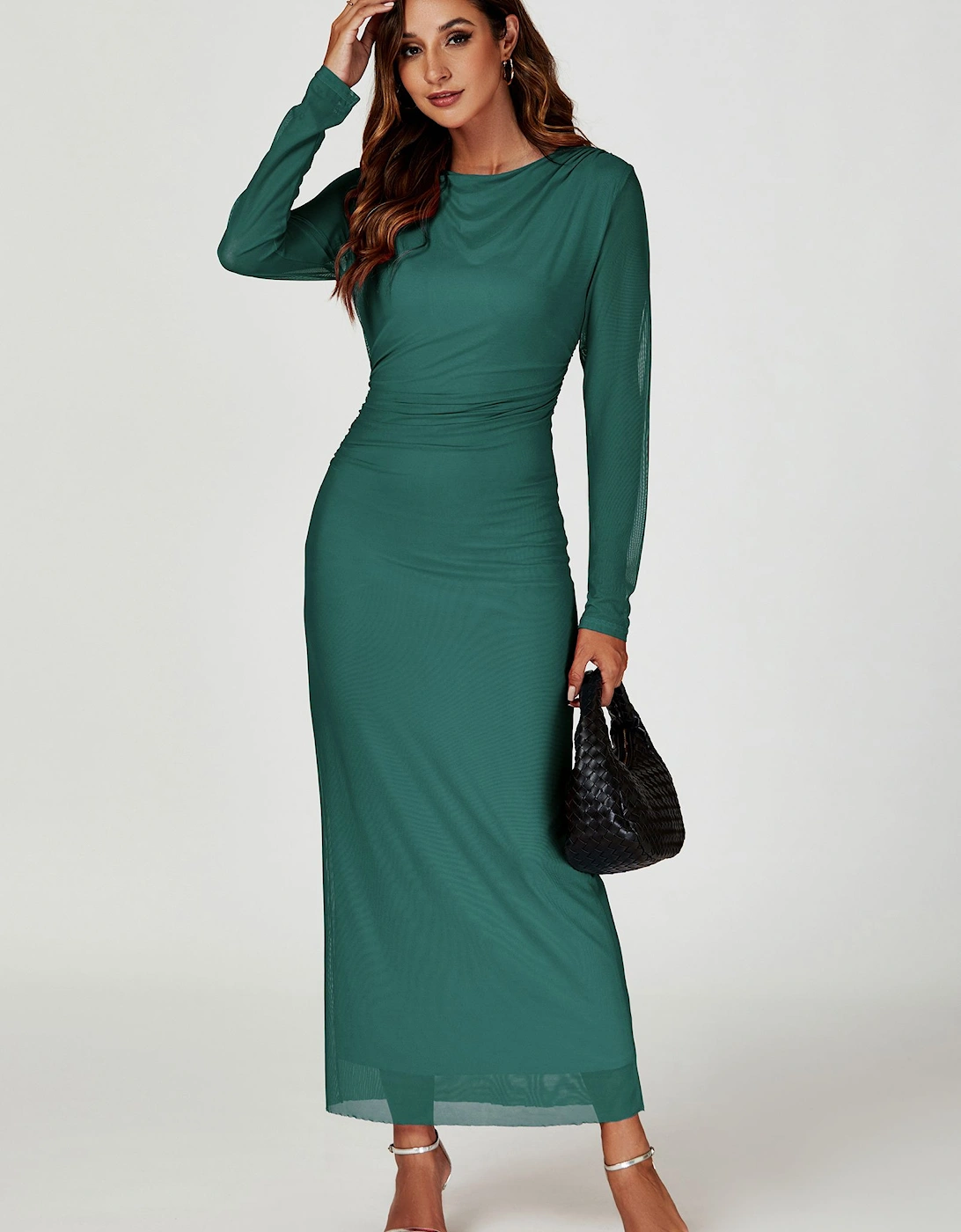 Long Sleeves Mesh Maxi Dress, 2 of 1