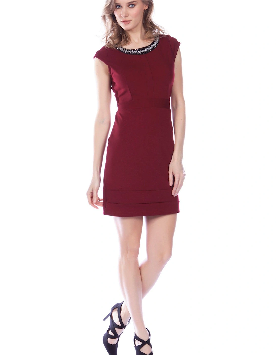 Embellished Neckline Mini Dress, 2 of 1